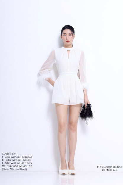 Jinny Feather Open Back Romper