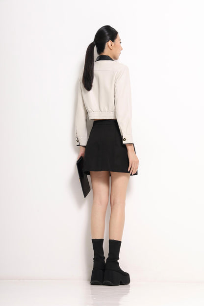 Natasha Bicolor Collar Cropped Jacket