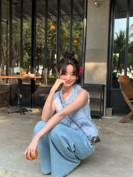 Celeste Feather Embellished Vest