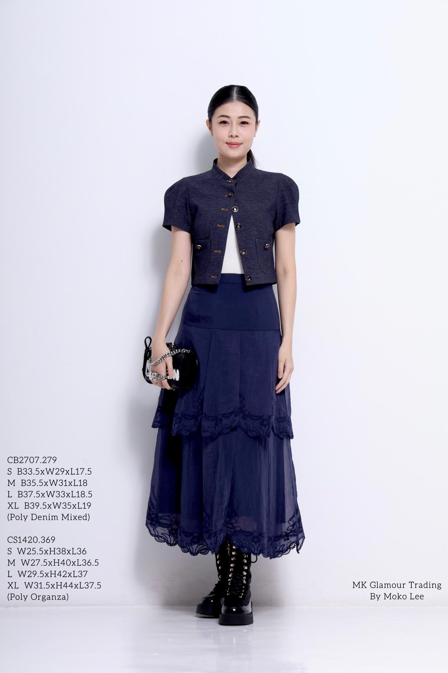 Natasha Mandarin Colar Cropped Jacket