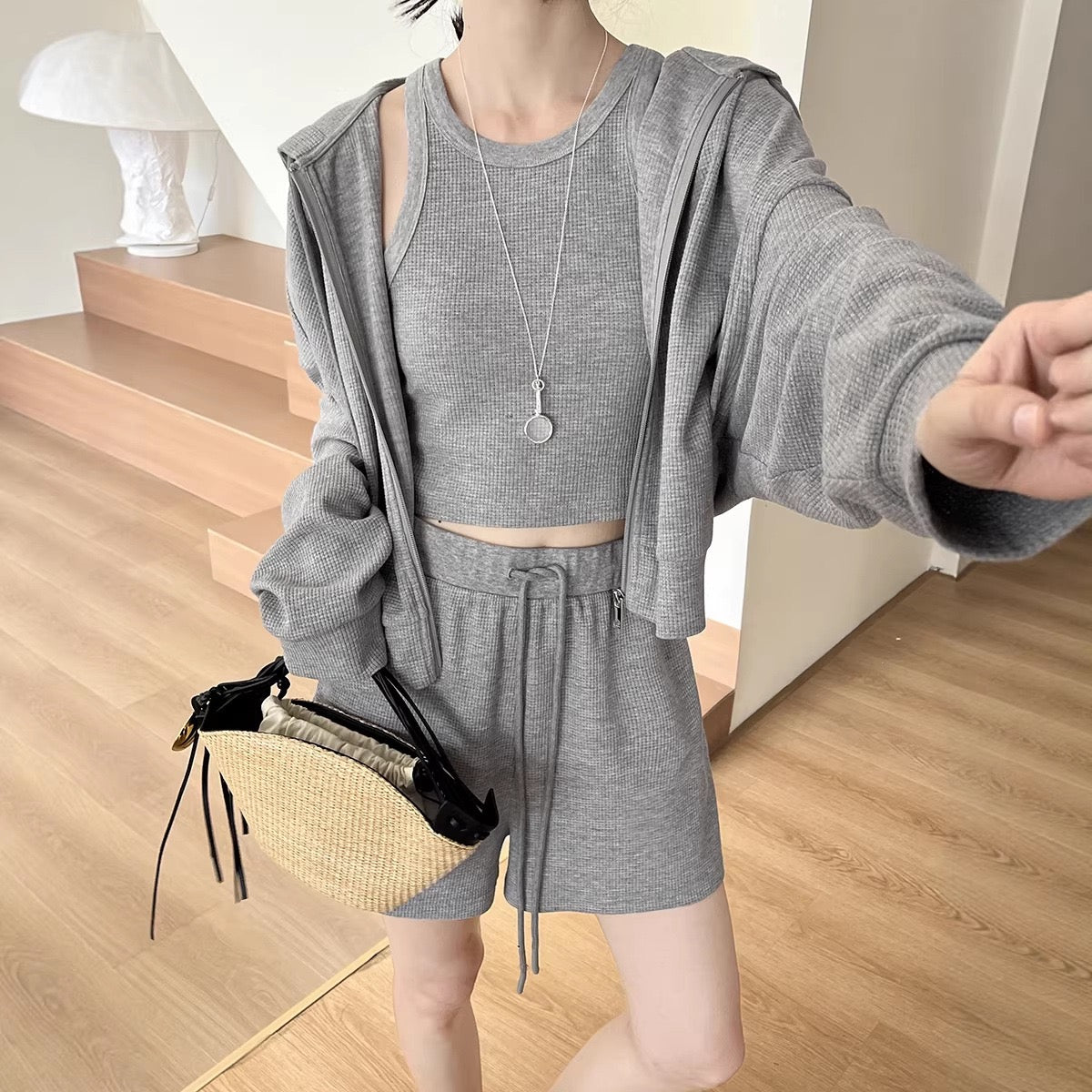 Teresa Embossed Knit Hoodie Setwear