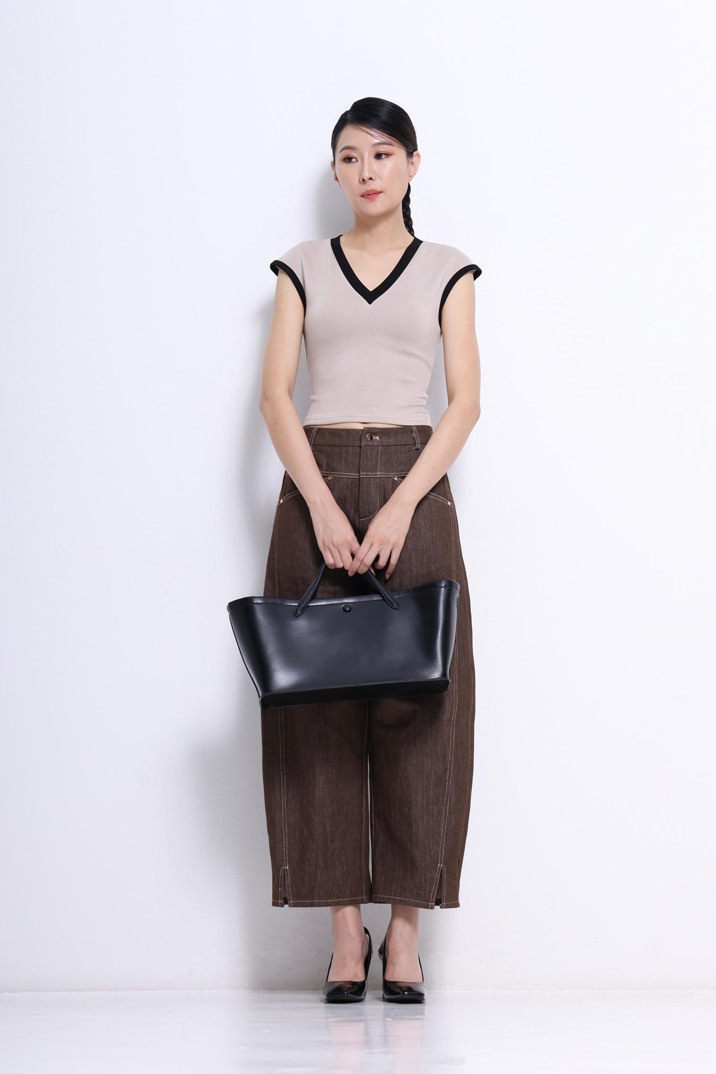 Trisha V-Neck Scuba Top