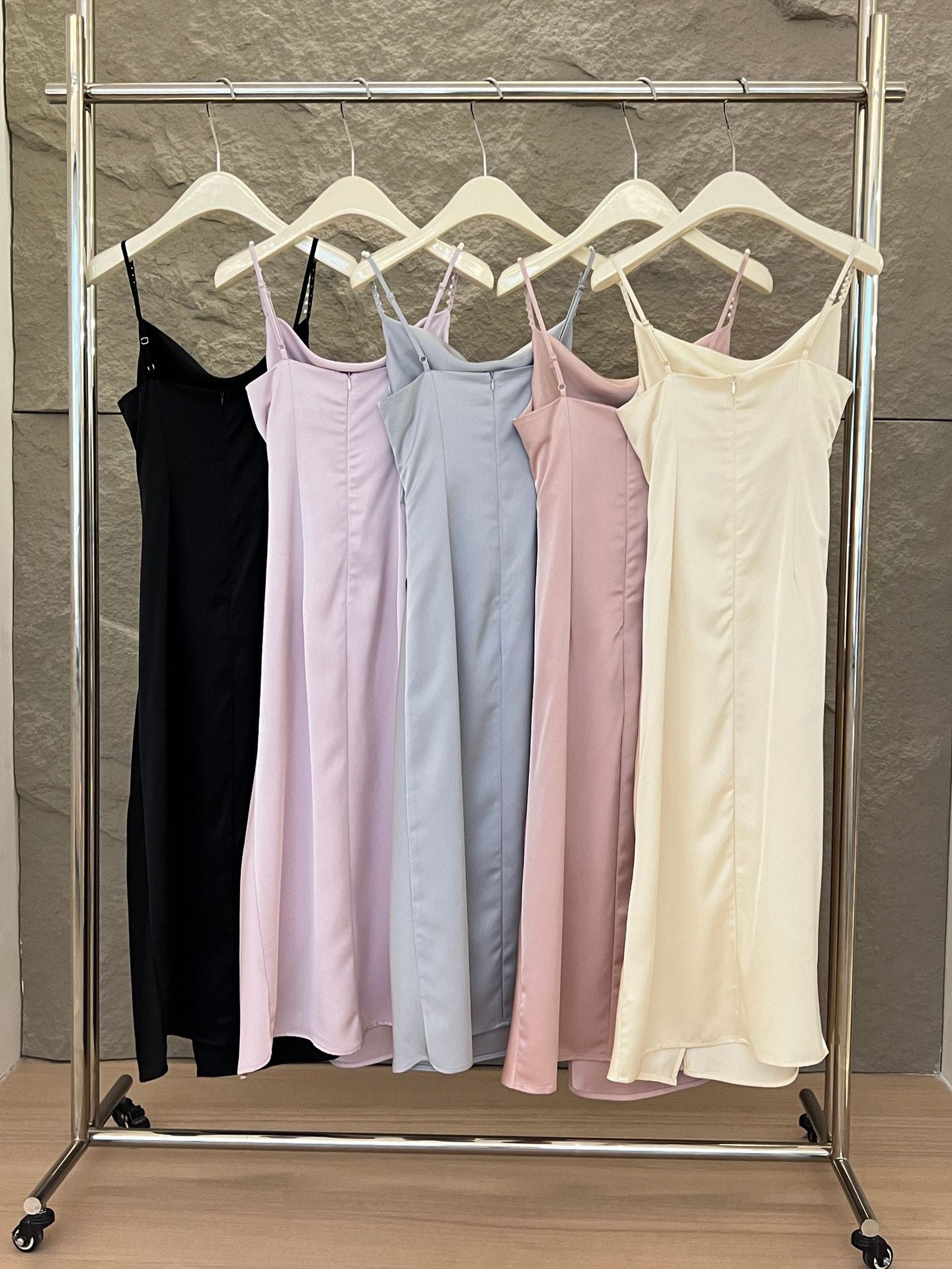 Julie Pearl Strap Satin Dress