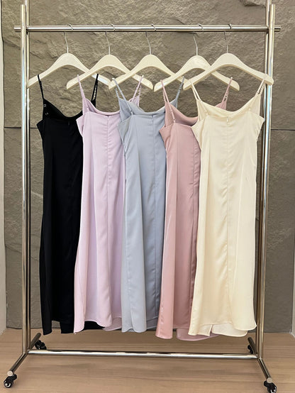 Julie Pearl Strap Satin Dress