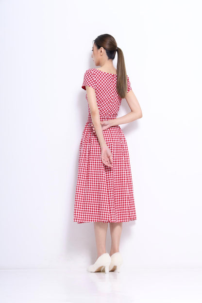 Elise Sweet Heart Checkered Dress