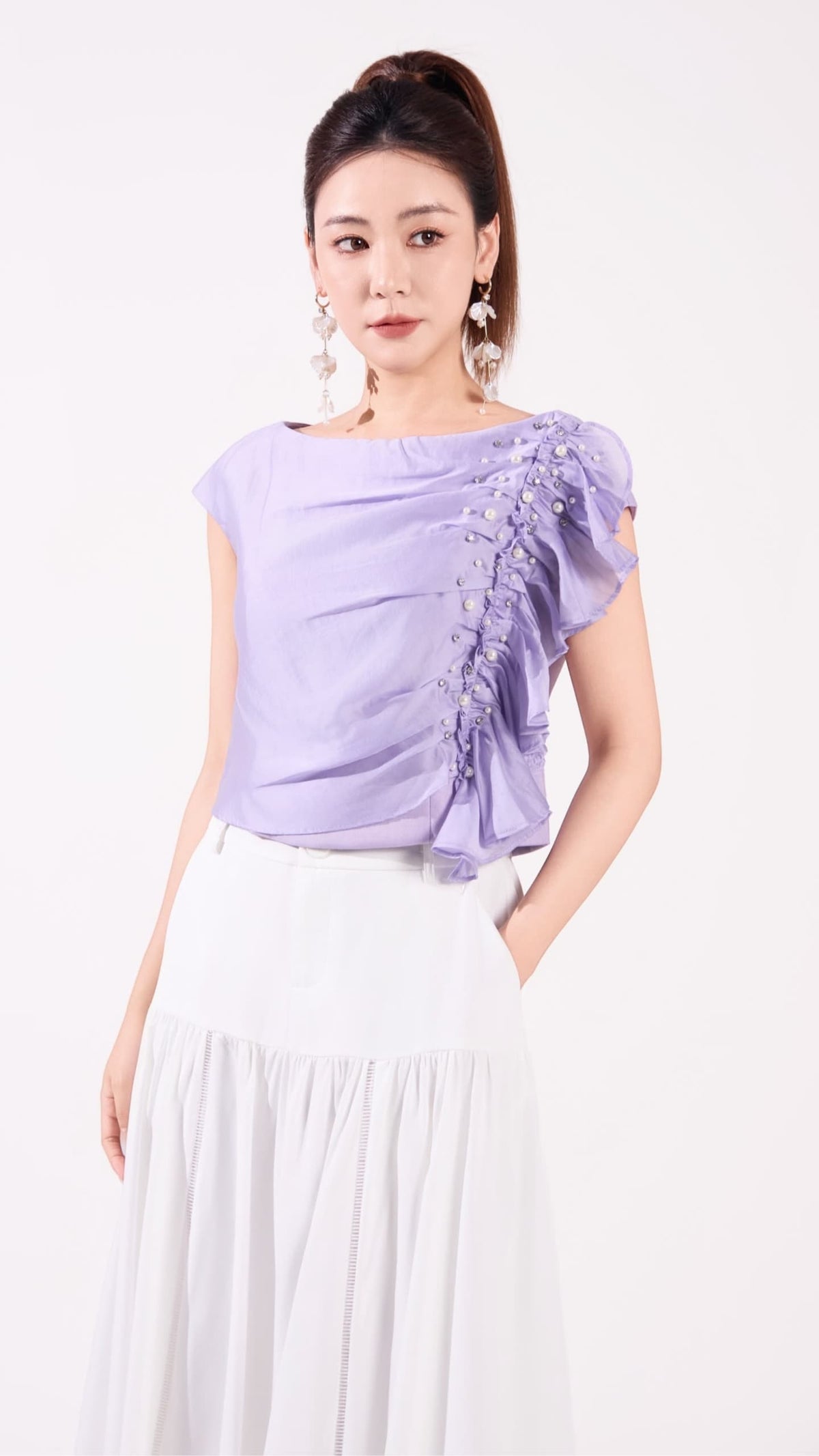 Ziri Asymmetrical Ruffle Top