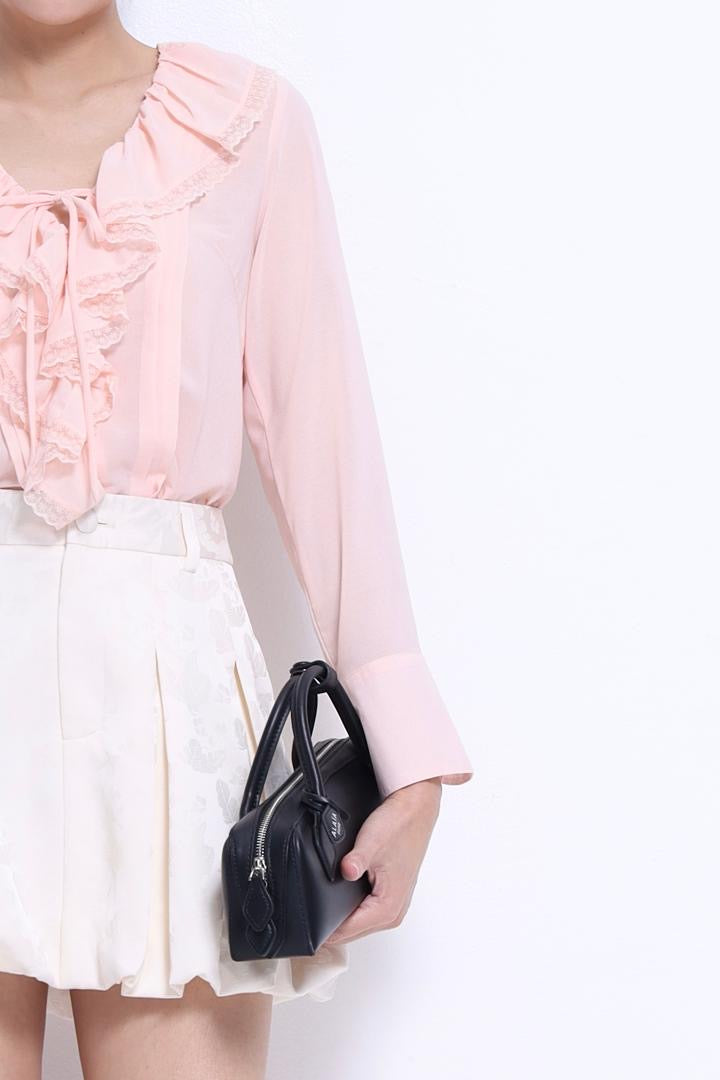 Joyce Ruffle Collar Chiffon Top