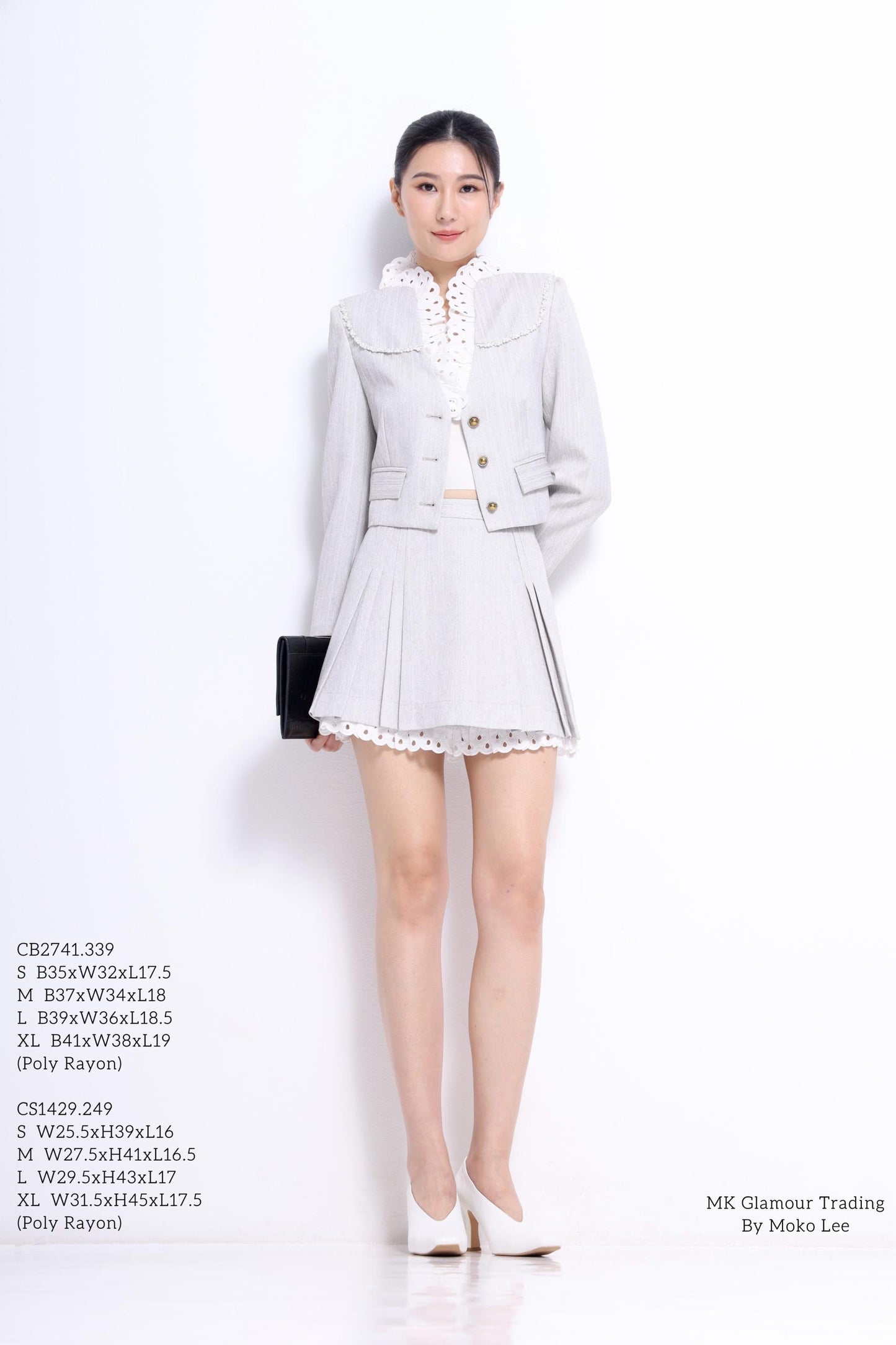 Miu Lace Hem Pleated Skirt