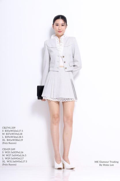 Miu Lace Hem Pleated Skirt