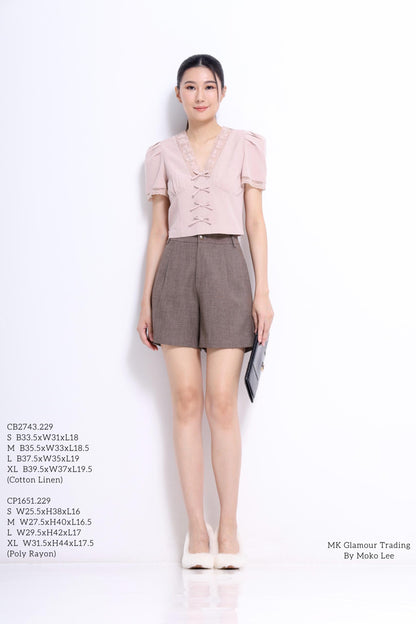 Lulu V-Neck Lace Ribbon Blouse