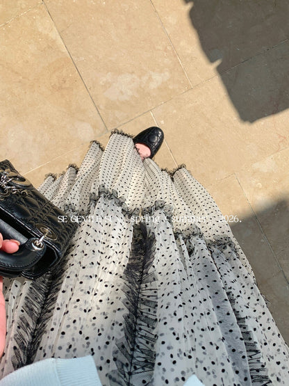 Faye Polka Dot Tulle Skirt