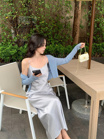 Niya Satin Dress with Pearl Strap