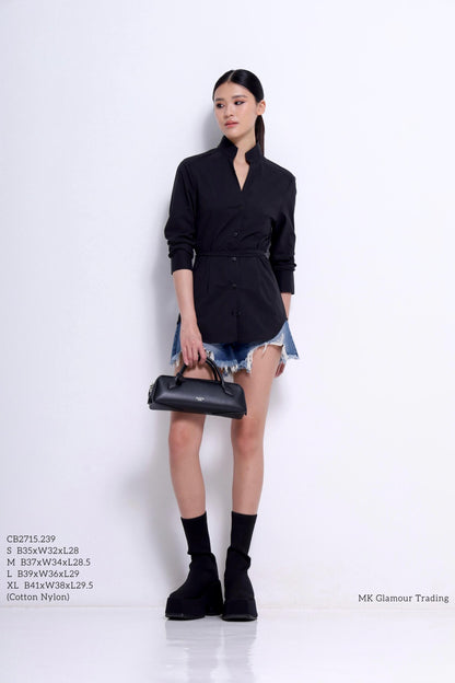 Glinda Mandarin Open Collar Shirt