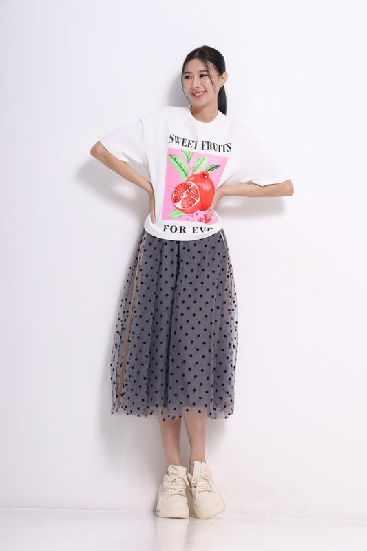 Pomegranate Printed Scuba Tee