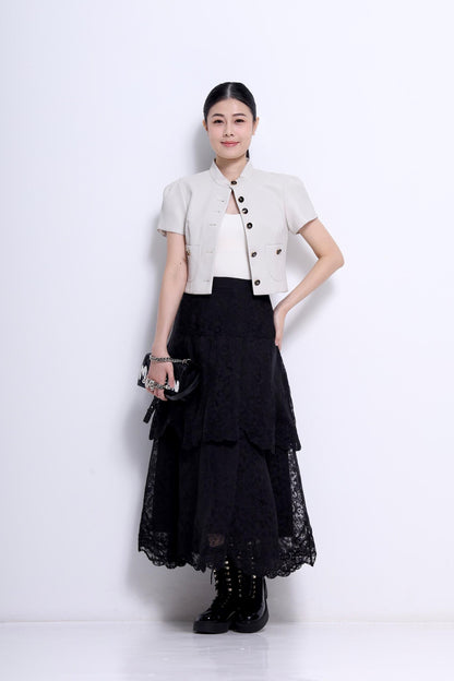Natasha Mandarin Colar Cropped Jacket