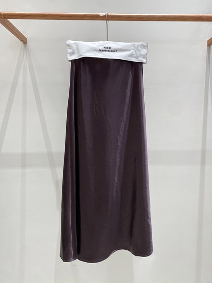 Zhou Wrinkle Satin Bias Cut Maxi Skirt