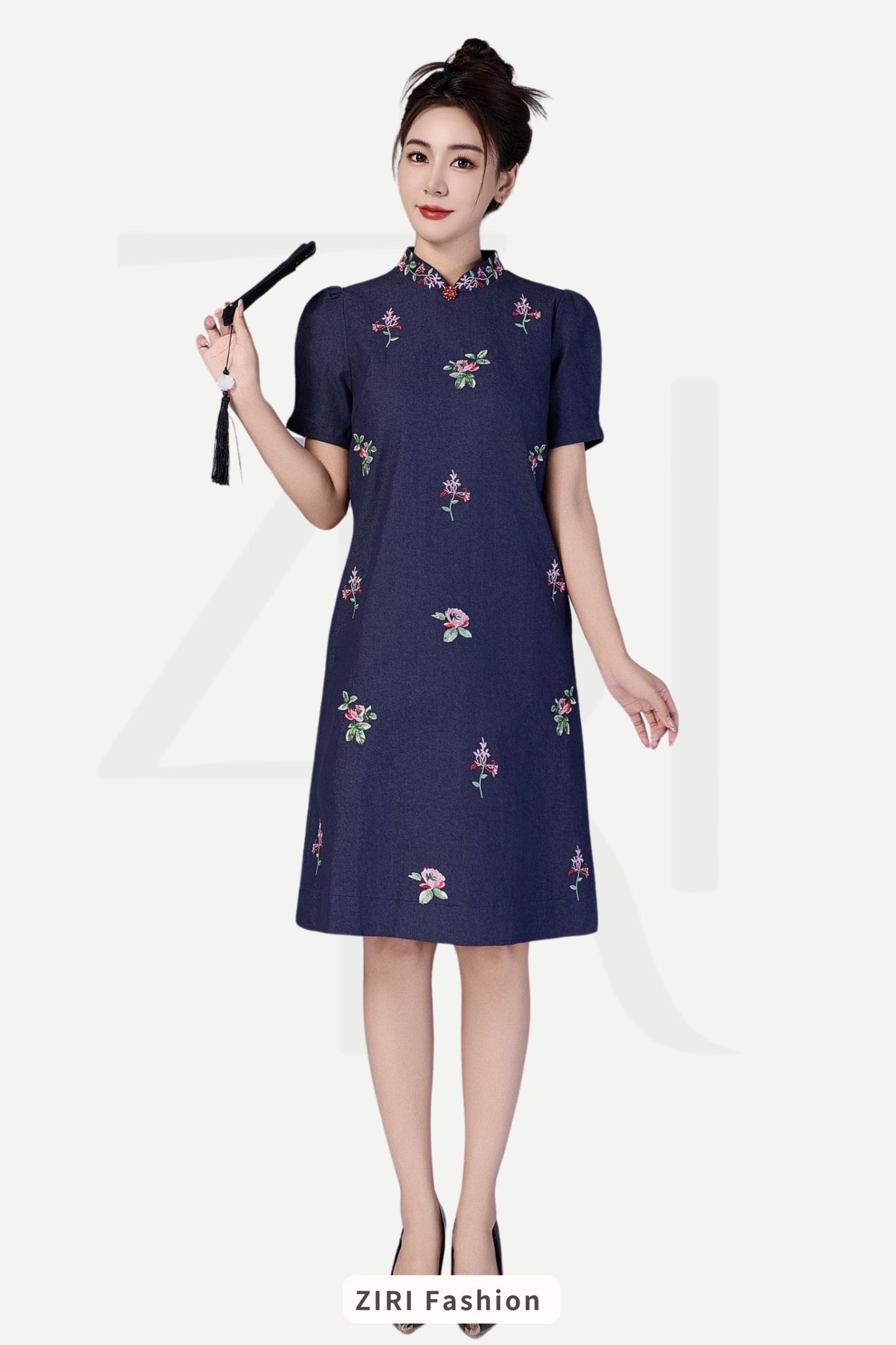 Nin Denim Qipao Dress