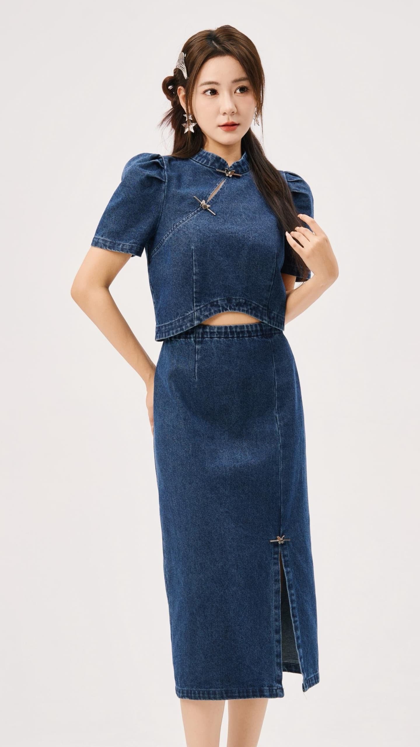Ning Oriental Denim Skirt