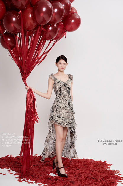 Vayda Asymmetrical Ruffles Dress