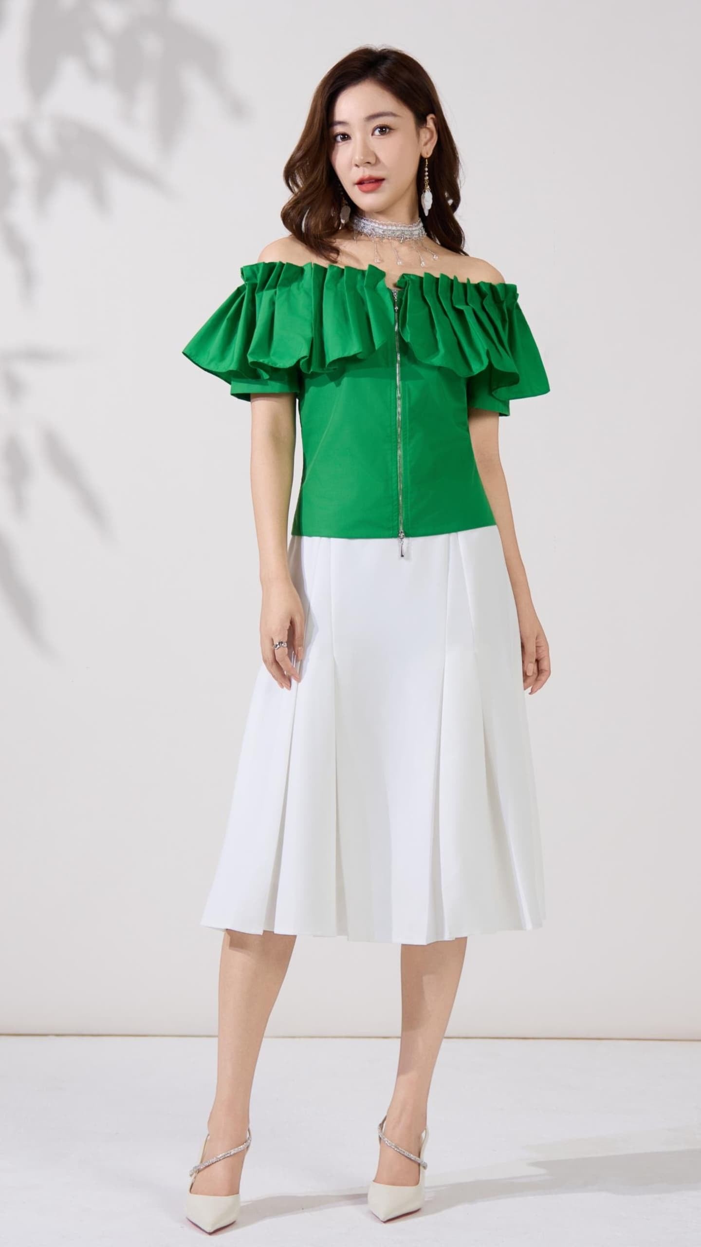 Ziri Pleated Ruffle Top