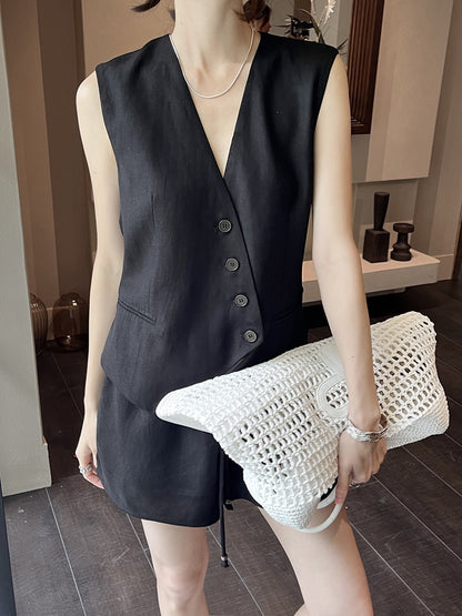 Hoo Linen Vest + Shorts Setwear
