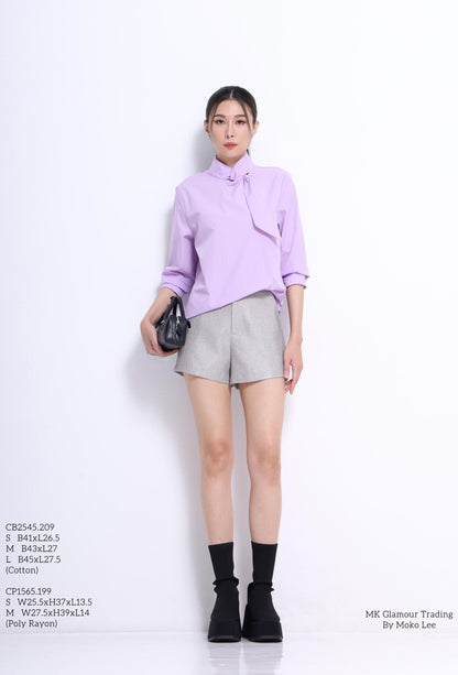 Margot Asymmetrical Neck Tie Shirt