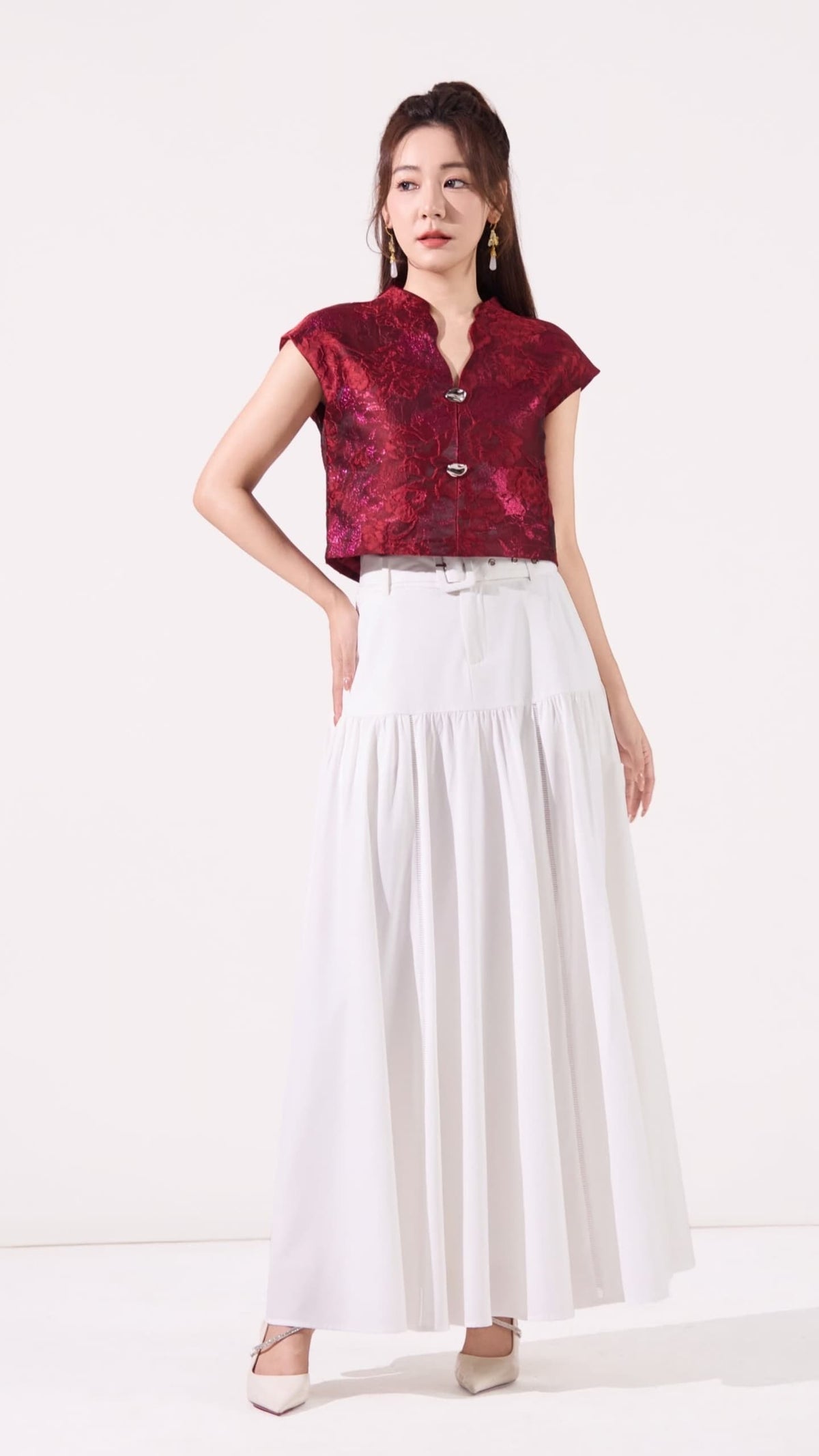 Lei Oriental V-Neck Qipao Top