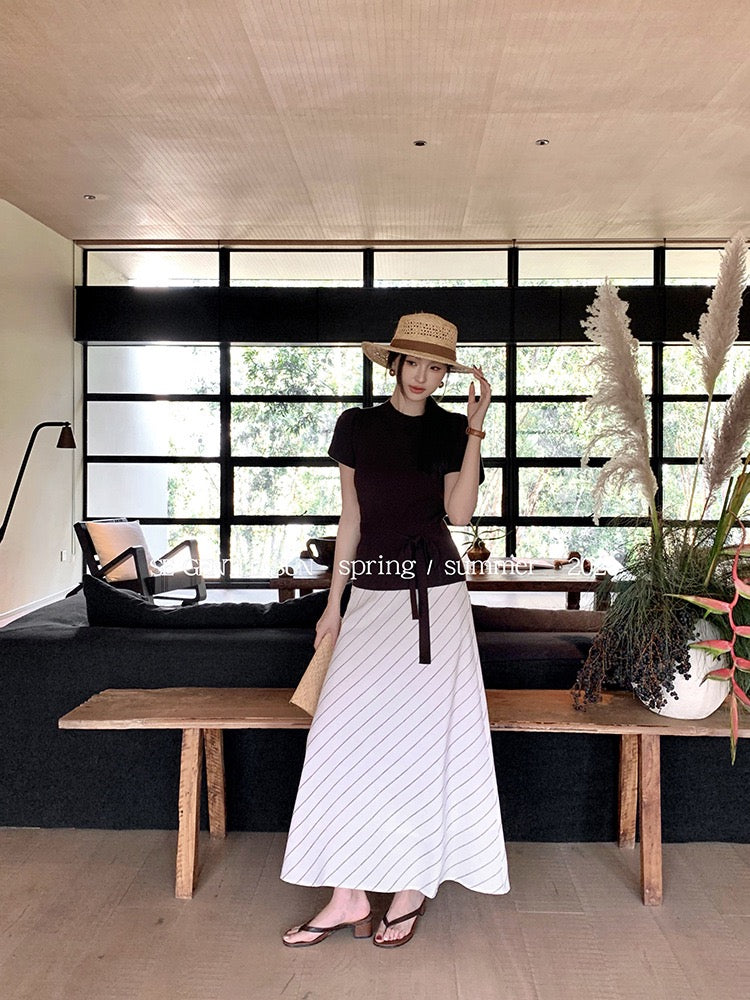 Quinn Diagonal Stripe Skirt