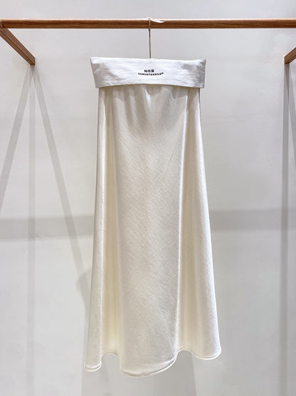 Zhou Wrinkle Satin Bias Cut Maxi Skirt