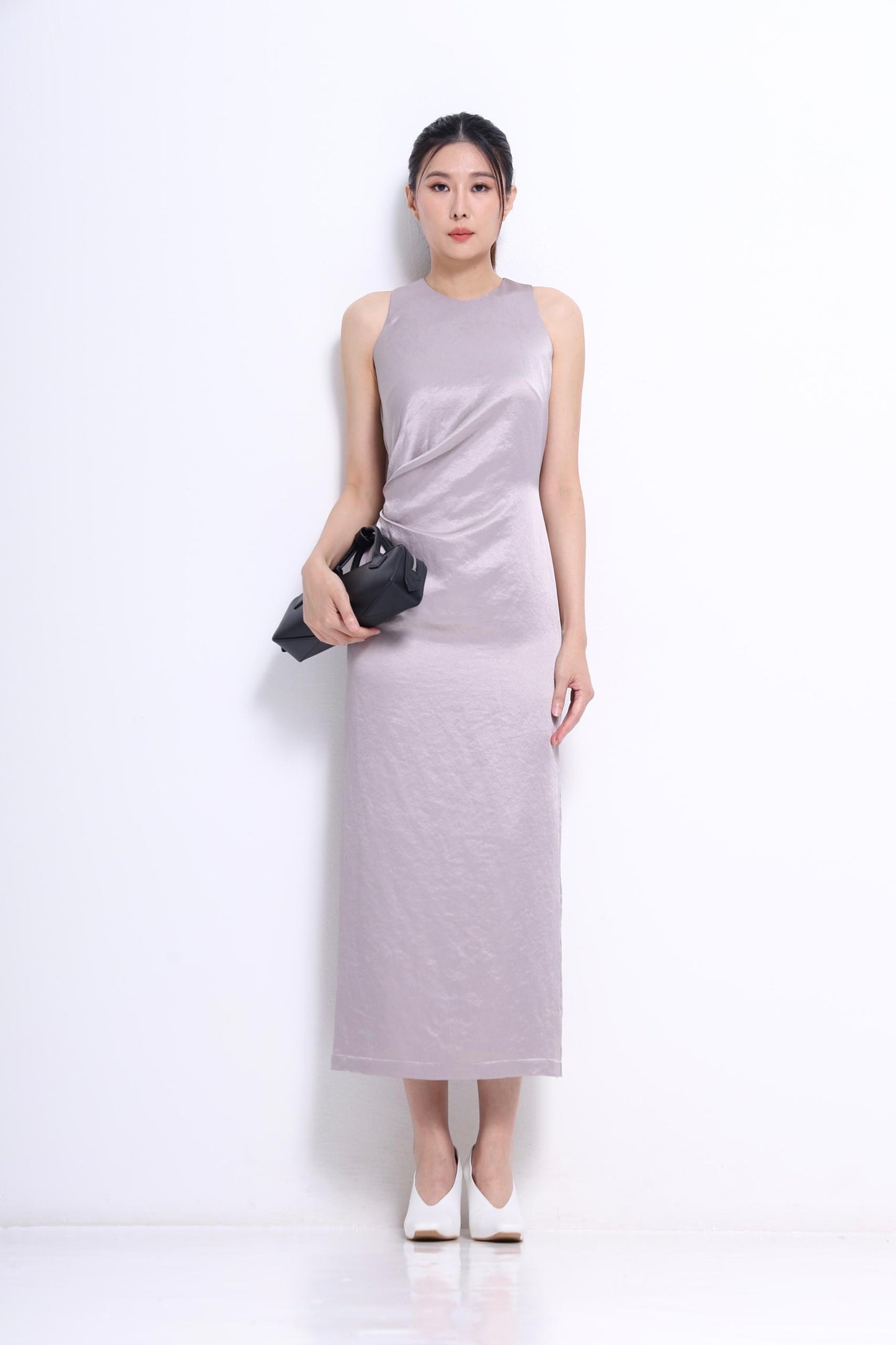 Tammy Pleated Satin Dress