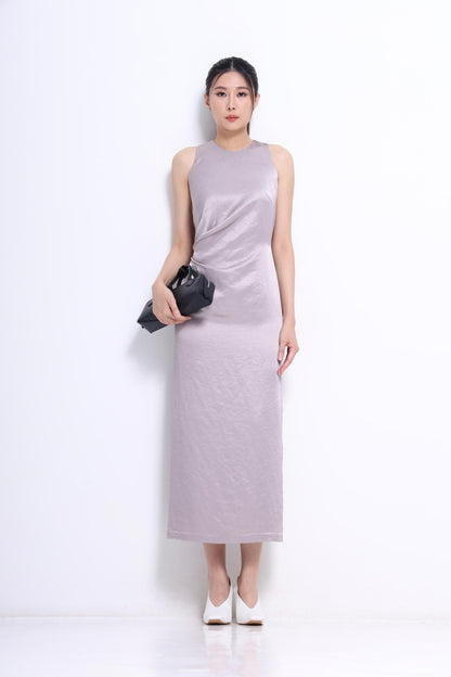Tammy Pleated Satin Dress
