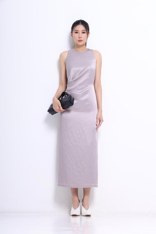 Tammy Pleated Satin Dress