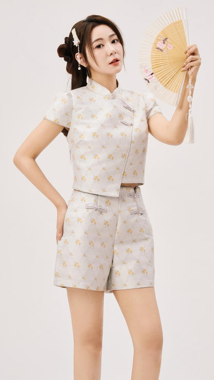 Nen Oriental Asymmetrical Qipao Top