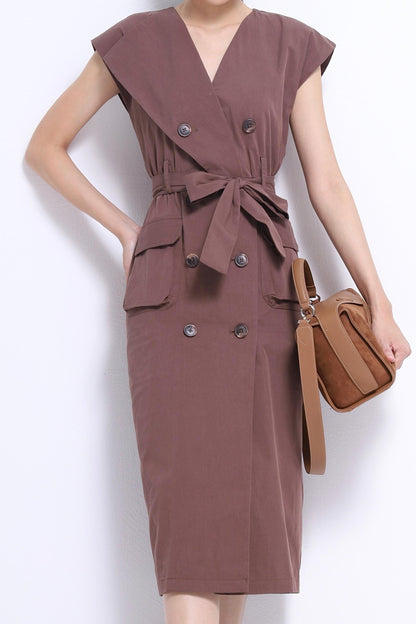 Mona V-Neck Trench Dress