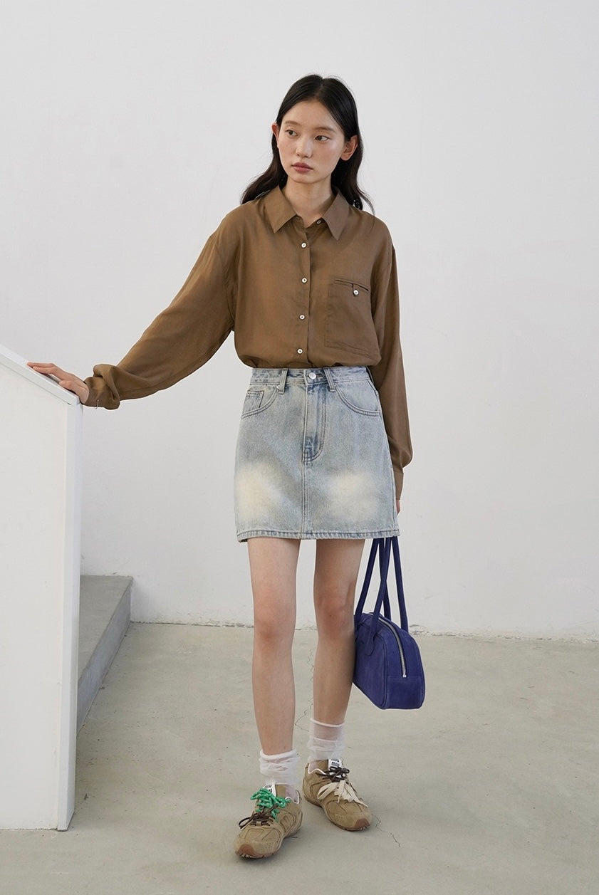 Nancy Washed Denim Mini Skirt