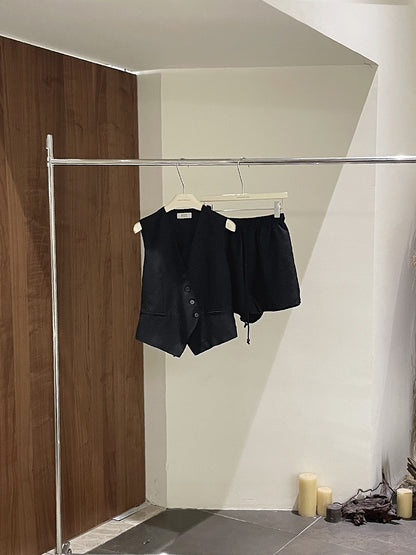 Hoo Linen Vest + Shorts Setwear