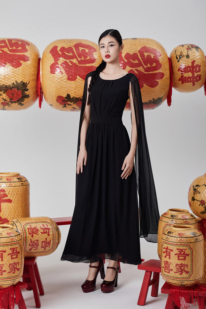Venus Open Sleeve Chiffon Dress
