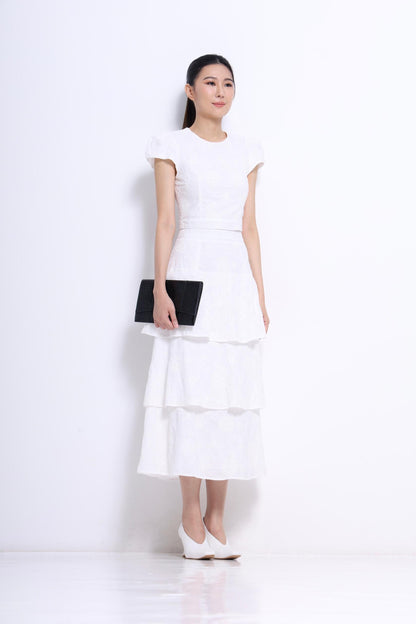 Hana Embroidered Flower Layered Skirt