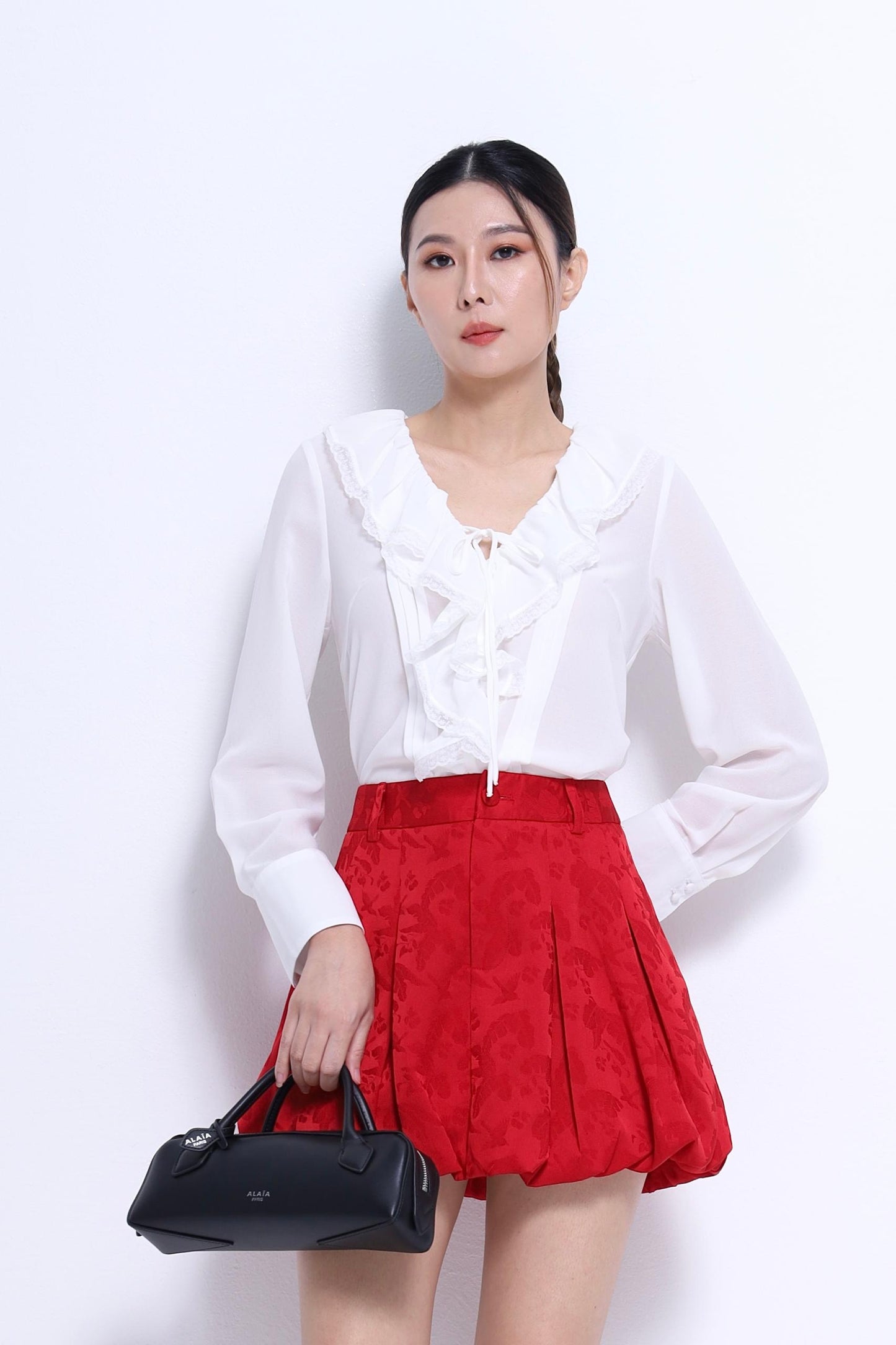 Joyce Ruffle Collar Chiffon Top