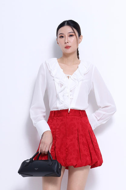 Joyce Ruffle Collar Chiffon Top