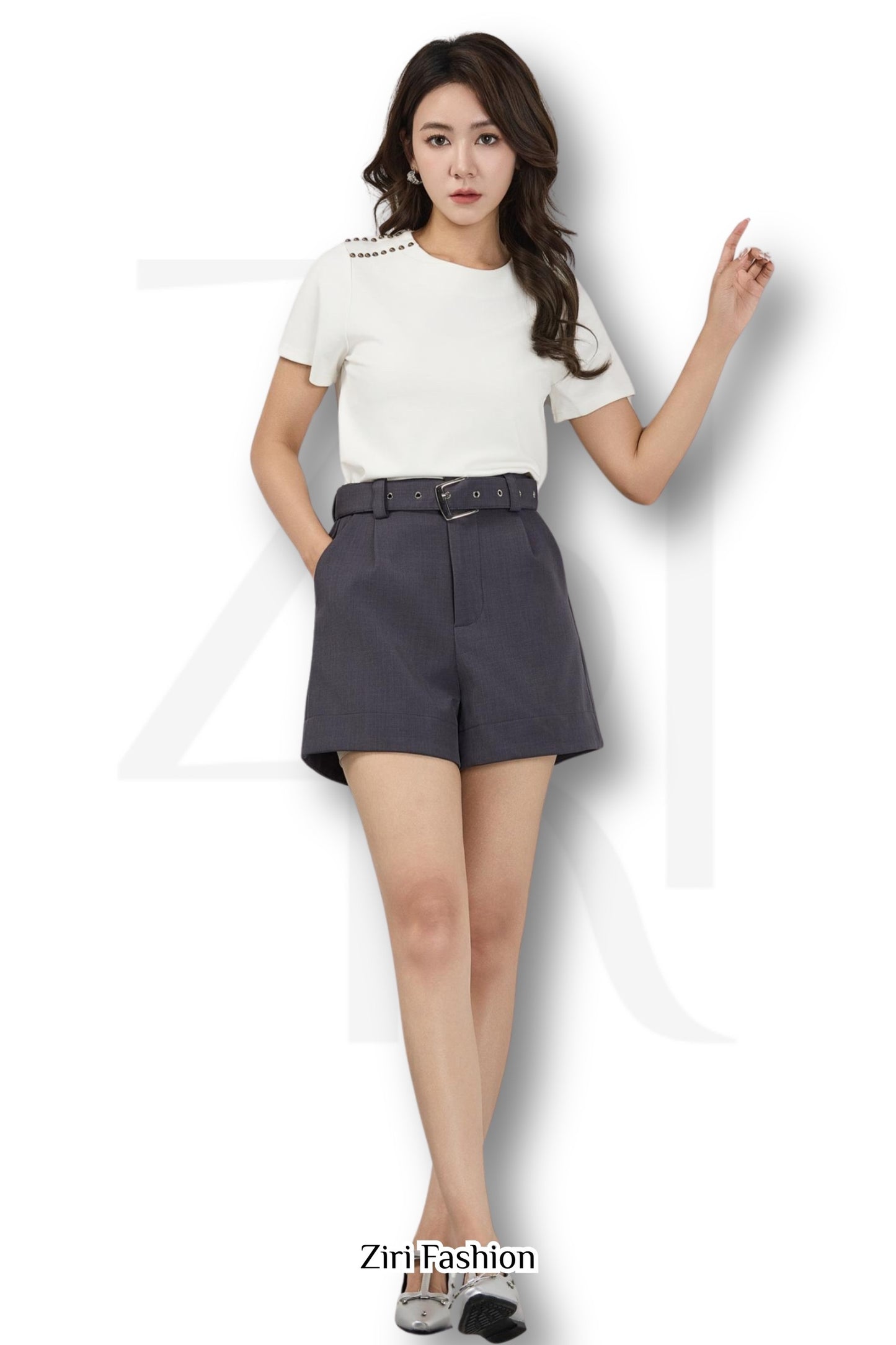Ziri Belted High Waisted Shorts