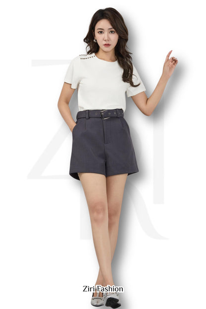 Ziri Belted High Waisted Shorts