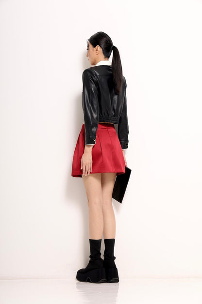 Natasha Bicolor Collar Cropped Jacket