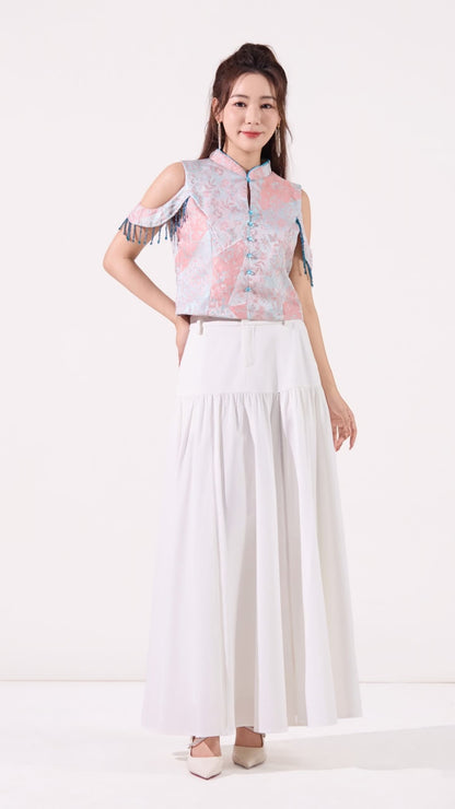 Lin Oriental Off Shoulder Tassel Top