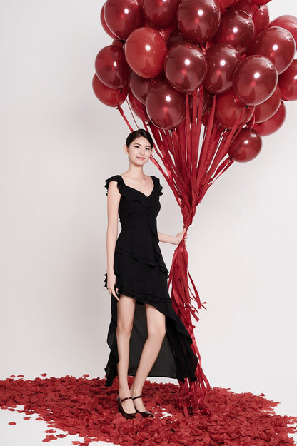Vayda Asymmetrical Ruffles Dress