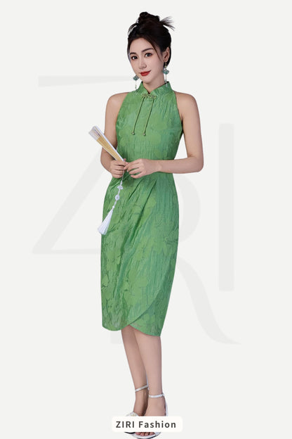 Sue Tencel Embroidered Qipao Dress