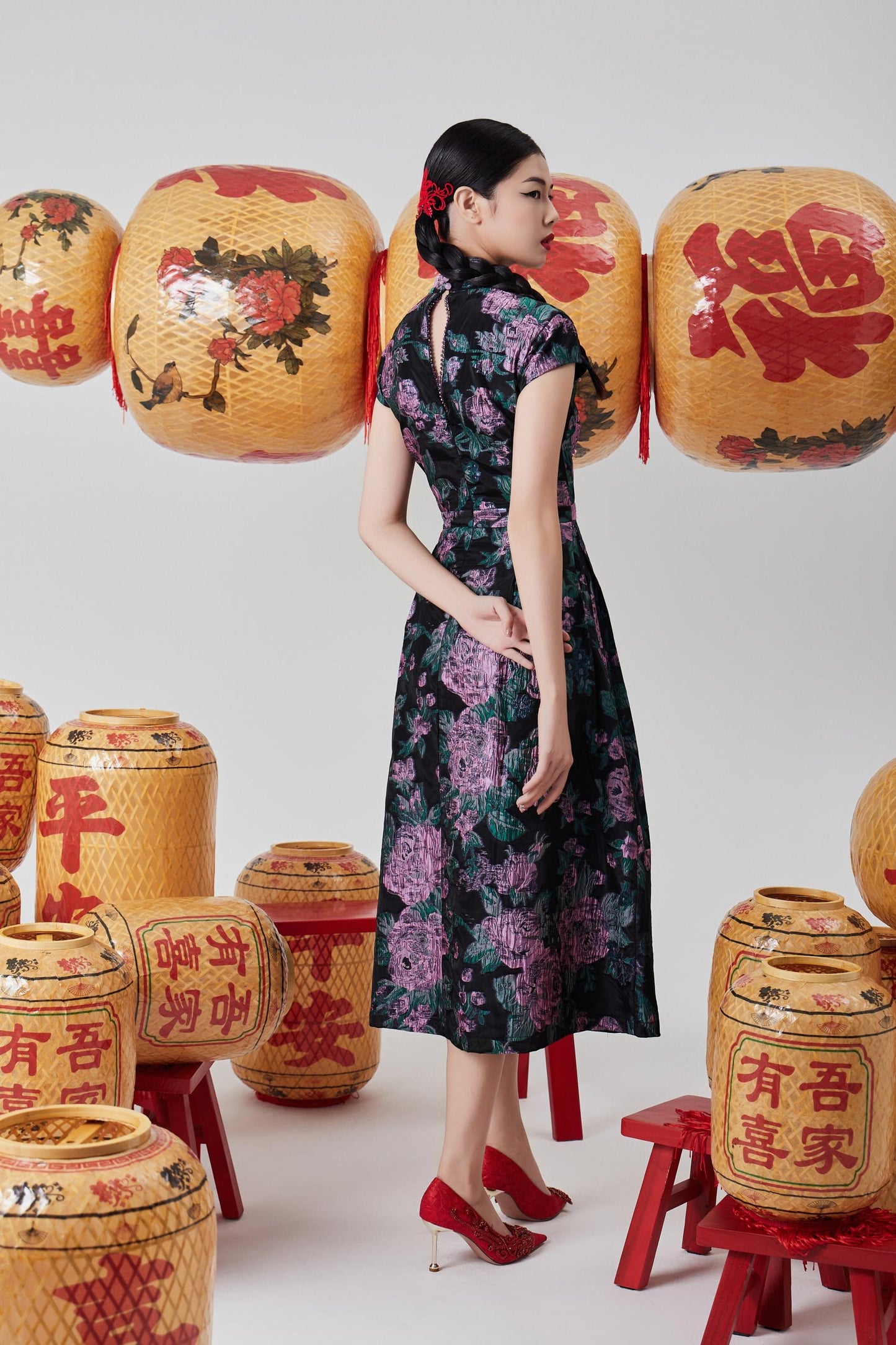 Hong Orient Crystal Qipao Dress