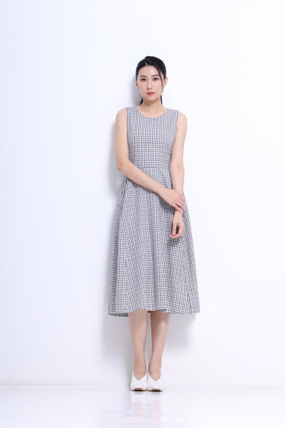 Elise A-line Checkered Dress