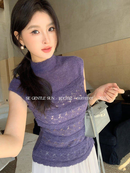 Luna Hollow Lace Knit Top