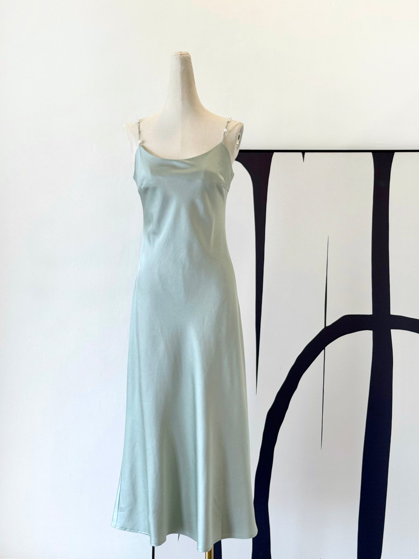 Niya Satin Dress with Pearl Strap